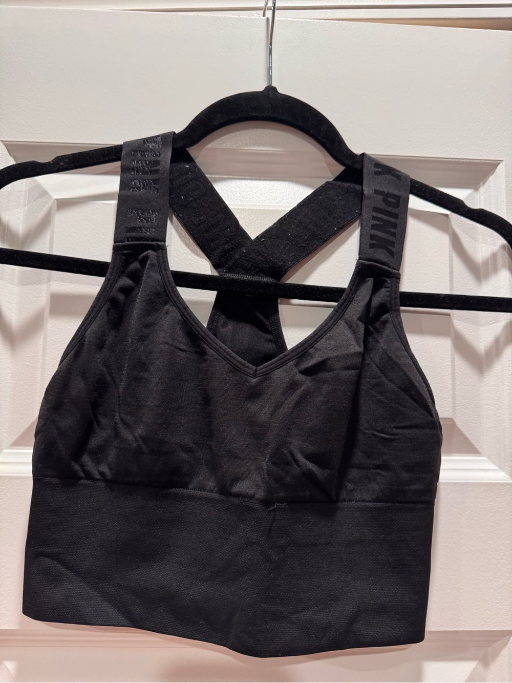 PINK Victoria's Secret Black Crisscross Strap Seamless Sports Bra